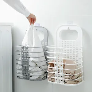 Laundry Bags Bathroom Folding Basket Storage Barrel Standing Toys Clothing Bucket Wall Hanging Punch-Free Put Clothes