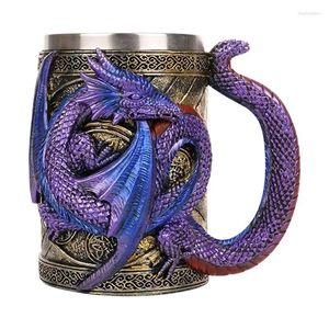 Mugs Dragon Beer Cup 3D Mug Coffee Novely Gothic Steins Tankard 568 ml rostfritt stål dryck för