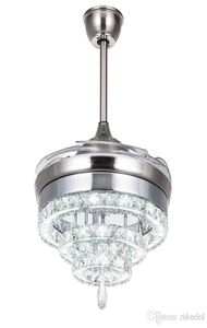 LED Crystal Chandelier fläktljus osynliga fläktkristallbelysning vardagsrum sovrum restaurang modern tak fläkt 42 tum med remo7920259