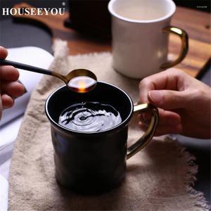 Koppar Saucers Houseeyou American Coffee Cup Par Mugs Gold Handle Lover's Gift Morning Milk Water Juicer Te Breakfast Porcelain