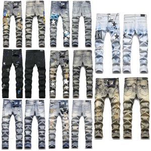 Ksubi Jeans Women Designer Mens Jean Skinny Baggy Womens Slim Hole Ripped Calças com buracos Man Straight Design perna Zipper Hip Hop Motorciclo True empilhado ZMVR