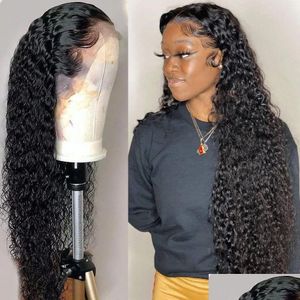 Synthetic Wigs 36 Inch Long Loose Deep Wave Brazilian Human Hair Transparent Curly Lace Front Wig For Drop Delivery Products Dh3By