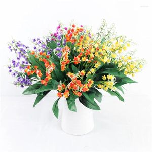 Flores decorativas Lírio artificial do vale plástico de plástico falsa casal de decoração simulação flor roxa floral artificials