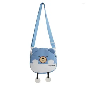 Shoulder Bags Cartoon Cute Small Canvas Bag Harajuku Casual Shopping Women Girls Bear Zipper Single Crossbody Cell Phone Purse