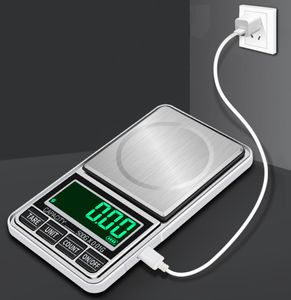 500G x 01G USB laddning Elektronisk skala Digital Pocket Libra Jewelry Scale 05KG Balance Joyeria Balanca som väger viktskala6361798