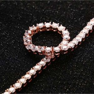 S Rose Gold 10K 14K Plated Link Chain Hip Hop VVS Round 4Mm Moissanite Tennis Necklace For Gift