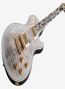 Rare Crimson Ice Ultimate Grey Pearl Electric Guitar Grey 3 Piece Flame Maple Fire Blaze Inlay Gold Grover Imperial Tuners6397213