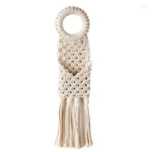 Decorative Figurines Macrame Wall Hanging Tapestry With Pocket Boho Hangings Decoration Art Bohemian Handmade Woven Home