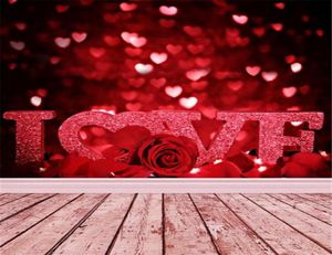 Sparkle Love Hearts Red Bokeh Backdrops Romantiska rosor Valentines Day Wedding Pography Studio Bakgrund Trägolv315Q3882740