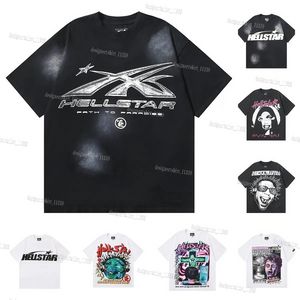 Hellstar Shirt Mężczyzn Mężczyźnia Koszula Kobieta T Shirt Punk Designer T Shirt Elastited Short Rleeves Szorty Summer Sportswear Set Streetwear Man 3D Tshirts