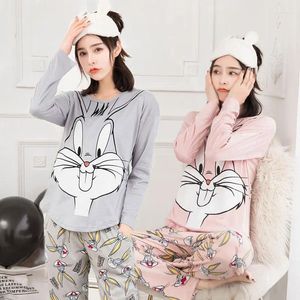 Abbigliamento da casa Autunno a maniche lunghe di cotone da donna in pigiama set adorabile abbigliamento da sonno di abbigliamento da sonno pigiami pajamas mujer lady casual casual