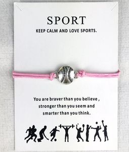 10pcslot Baseball Softball Charm Wax Cords Bracelets Sports Women Men Boys Girls Unisex Fashion Jewelry Friendship Jewelry Gift2892815