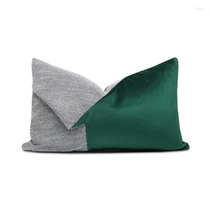 베개 녹색 격자 무늬 커버 세트 침실 소파를위한 현대 간단한 허리 베개 30x50cm