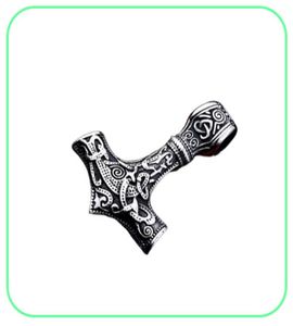 Vintage Men039s Stainless Steel Pendant Necklace Engraving Viking Hammer Mjolnir Norse Jewelry4624021
