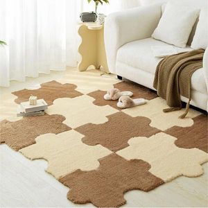 Carpets Luxury Bedroom Decor Puzzle Floor Mat Home Plush Interlocking Exercise Tiles Kids Room Modern Fluffy Soft Washable Carpet