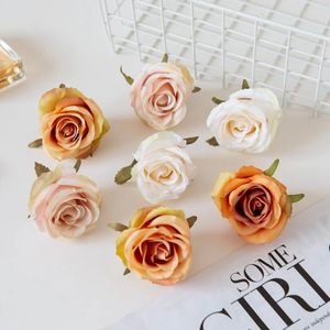 Decorative Flowers 5/10Pcs Artificial Wall Silk Roses Home Decor Christmas Wedding Diy Gifts Box Valentine's Day Present