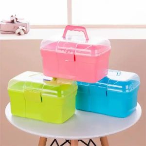 3 färger Makeup Organizer Jewelry Nail Polish Pen Container Manicure Tool Case Handhållen Desktop Storage Box Plastic Soxor