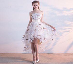 Hi Low Short Front Long Back Homecoming Dresses Butterfly Print with Flowers Short Prom Party Cocktail Dress Robe De Soiree7006355