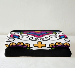 Sugar Skull Throw Filt för Crib Bed Couch Skull Pattern Fleece Filtar Halloween Temed Fuzzy Filt Skeleton