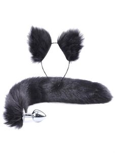 2Pcs set y Faux Fur Tail Metal Butt Plug Cute Cat Ears Headband for Role Play Party Costume Prop Adult Sex Toys189x5668688