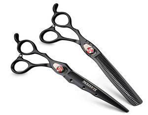 Xuanfeng 7 tum vänster professionell frisör sax Japan 440C Cutting Thunning Scissors Shear Set Barber Salon Tools8622126