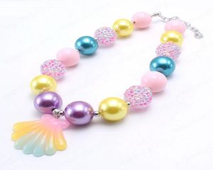 Baby Girls Chunky Beads Necklace With Cute Shell Pendants Adorable Kids Child Chunky Necklace Party Jewelry Gifts9605256