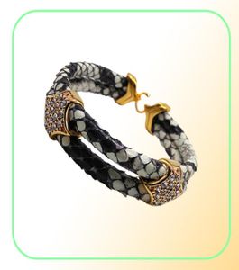 BC Fashion Python Skin 5mm Män med silver rostfritt stål Box Circle Bangle Armband för Watch Gift6600844