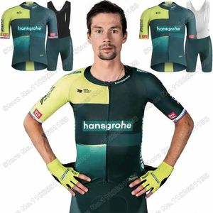 2024 Slowenien -Champion Primoz Roglic Radsporttrikot Set Hansgrohe Team Cycling Cloding Men Herren -Fahrradanzug Fahrrad Bib Shorts 240407