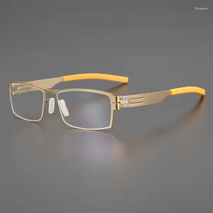 Solglasögon ramar tyska skruvfria fyrkantiga glasögon ramar ultralätt rostfritt stål optiska glasögon kvinnor vintage affär full fälg