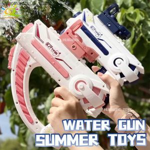 Sand Play Water Fun Huiqibao Space Electric Automatic Water Storage Gun Portable Childrens Summer Beach Outdoor Fighting Childrens Fantasy Toys Q240413