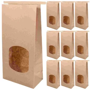 Storage Bottles 50 Pcs Bakery Accessory Supply Household Paper Packing Bags Portable Bread Clear Window Kraft