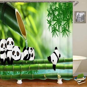 Cortinas de chuveiro desenho animado 3D CARACTON CARTO PANDA PLANTE PLANTE PLANTE BAVILEIR