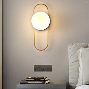 Vägglampa glas boll led nattljus modern stil bakgrund säng veranda korridor belysning verktyg sovrum balkong