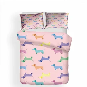 Bedding Sets Puppy Dog Dachshund Se Tduvet Capa fronha de 3 peças de cama de cama com impressão