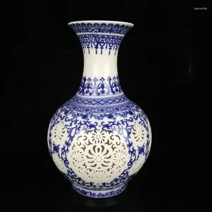Vasen Blau und Weiß hohl Wertschätzung Flasche Haushaltsprodukte Vase Desktop Dekoration Ornament