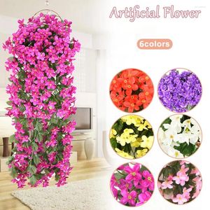 Fiori decorativi 1pc Vine di fiori artificiali 85 cm Bianco giallo rosa Fucsia viola Idera rossa Idera appesa piante di ghirlanda per la casa di nozze