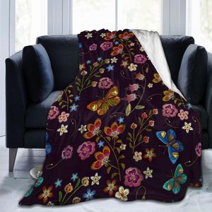 SYDCOMMERCE Flower and Butterflies Throw Blanket Ultra Soft Warm All Season Decorative Fleece Blankets for Bed Chair Car Sofa Couch Bedroom