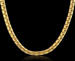 Ожерелья отбрасывают хип -хоп 6 мм золотой цвет нержавеющей стали, мужская цельная плоская коробка, мужская цепь мужская цепь 20 quot 231277026
