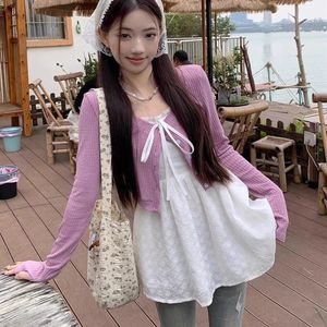 Mini vestito di camis di pizzo bianco di alta qualità Mini abito coreano sexy da donna dolce da donna estate canotta canotta sciolta sciolta cima vacanza y2k 240329