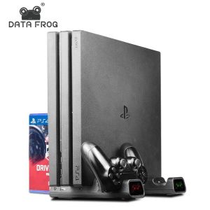 Staje Data Frog Pionic Cooling Fan Stojak na PS4/PS4 Slim/PS4 Pro Console Dual Controller LED Station dla Sony PlayStation 4