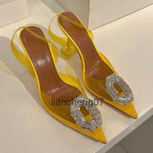 Sandálias designer sandálias Amina Muaddi Sapatos de vestido cetim Slingbacks pontiagudos bombas de bowtie