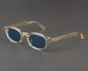 Óculos de sol Johnny depp homem lemtosh polarizou óculos de sol, marca de luxo da marca de luxo vintage de acetato amarelo óculos de óculos 2209206474693