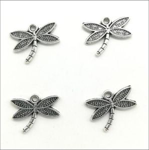 100pcs Lot Dragonfly Uroki wisiorki retro biżuteria Making DIY Bierek Starożytny srebrny wisiorek do bransoletki 14x18m5517766