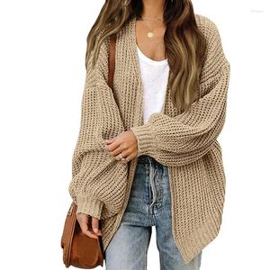 Kobiety Kobiet jesienny zima kobiety solidny sweter swetra luźna swobodna kurtka z rękawem na dzianie 2024