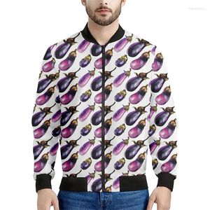 Herrjackor mode aubergine mönster dragkedja män 3d tryckt grönsakskikt kvinnor gata casual zip up jacka långärmad tröja