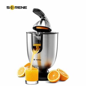 Juicers Eurolux Electric Citrus Juicer Squeezert, Stainless Steel 160 Watts of Power Soft Grip Handle and Cone Lid for Use (ELCJ1700S)