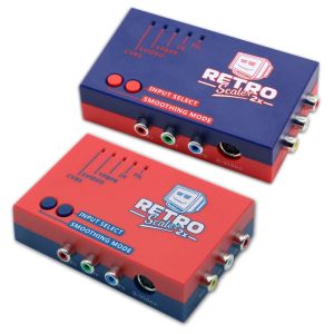 Accessories RetroScaler2x A/V to HDMIcompatible Converter and Linedoubler Compatible withPS2/N64/NES Retro Game Console Red/Blue
