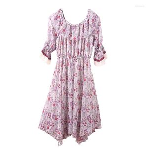 Casual Dresses Women's Clothing Autumn Chiffon Fashionable Slim Looking Floral Dress