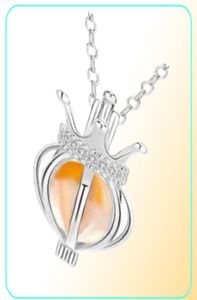 925 Sterling Silver Water Drop Crown Pendant Necklace Cage Hollowed Cone Ball Essential Oil Aromaterapy Pearl Locket Jewelry Gift7873859