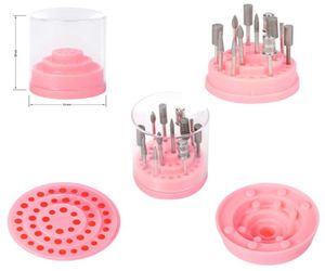 Hela nya 48 Holes Nail Drill Bit Holder Exhibition Stand Display med Acrylic Cover Pro Nail Art Container Storage Box Manic7417256